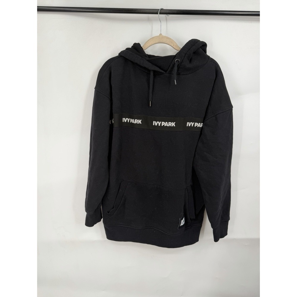 Ivy Park Hoodie Men S Black Logo Tape Pullover Streetwear Athleisure Sweatshirt